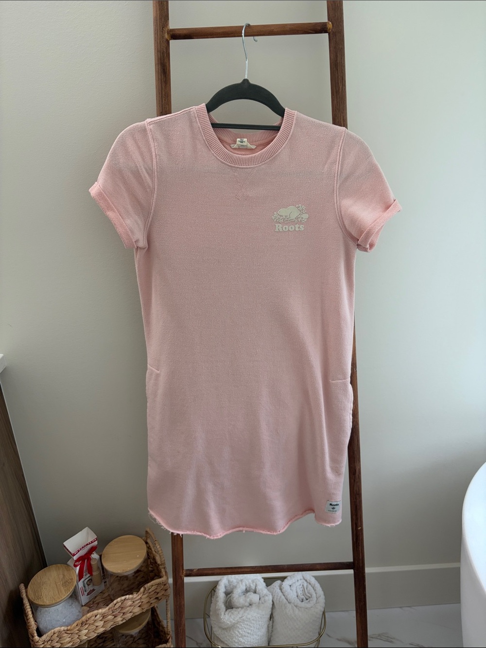 Roots Light Pink Terry Short Sleeve Dress